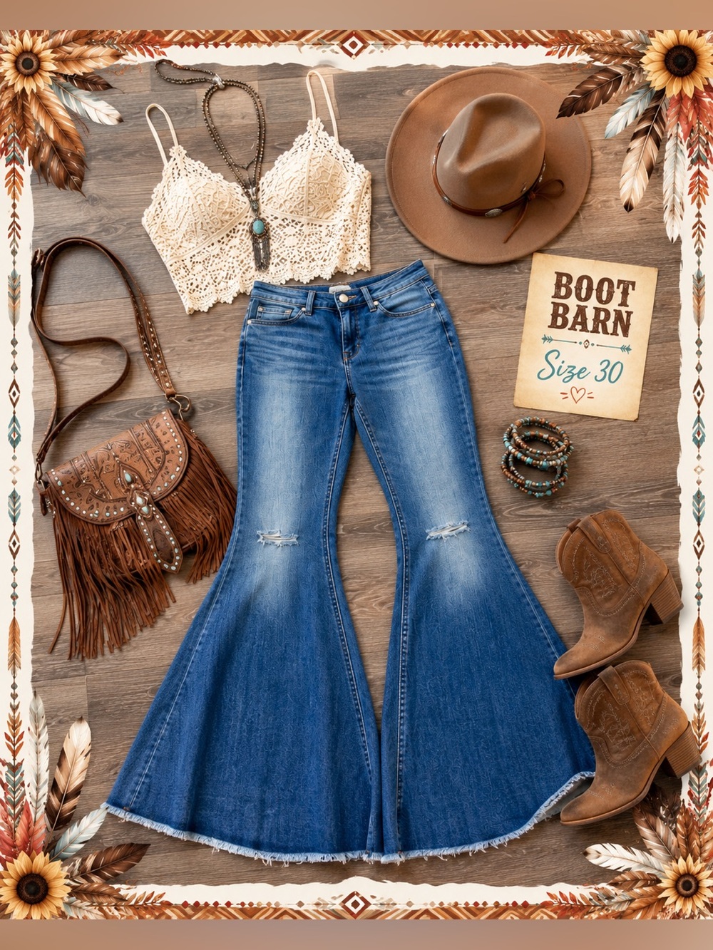 BOOT BARN Shyanne Ripped Flare Jeans Size 30 New!